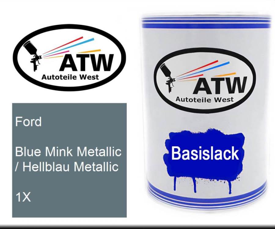 Ford, Blue Mink Metallic / Hellblau Metallic, 1X: 500ml Lackdose, von ATW Autoteile West.